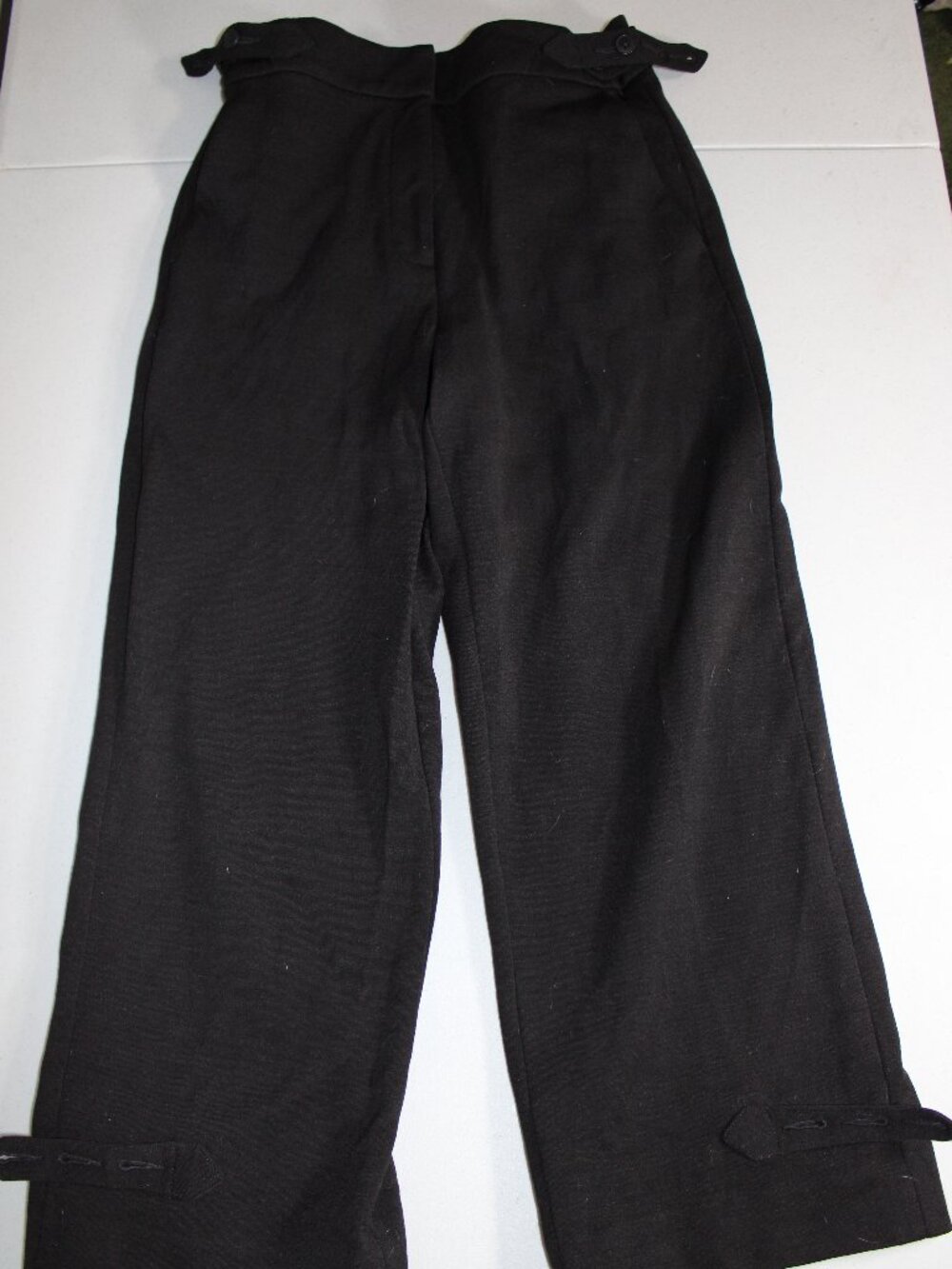 Tory Burch Black Wool Blend Cropped Dress Pants w/Adjustable Belt and Ankle
